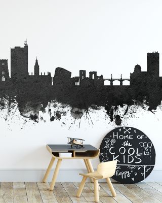 Newport Wales Skyline Black & White Wallpaper