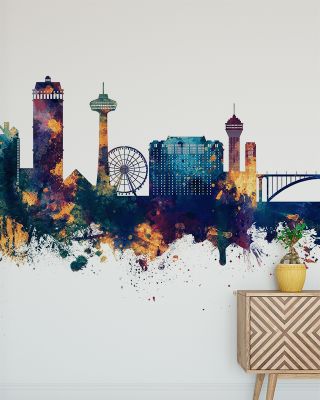Niagara Falls Skyline Blue & Bronze Wallpaper