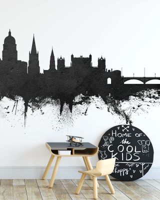 Nottingham England Skyline Black & White Wallpaper
