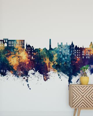 Oban Scotland Skyline Blue & Bronze Wallpaper
