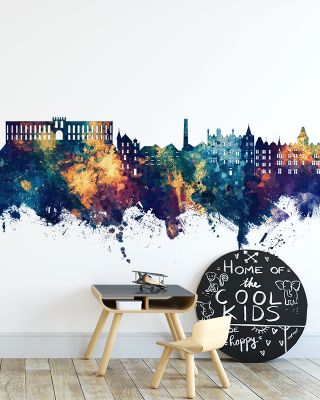 Oban Scotland Skyline Blue & Bronze Wallpaper
