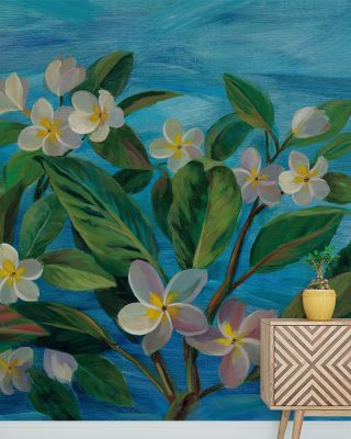 Oceanside Plumeria Botanical Wallpaper