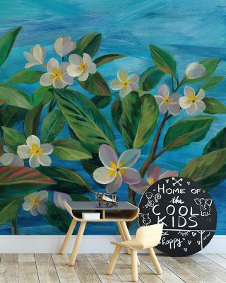 Oceanside Plumeria Botanical Wallpaper