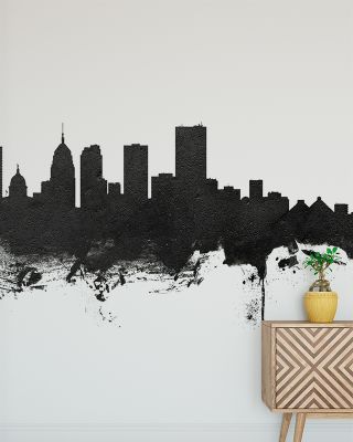 Oklahoma City Skyline Black & White Wallpaper