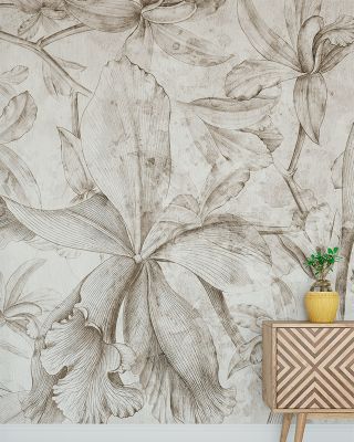 Orchids Sketch Floral Wallpaper