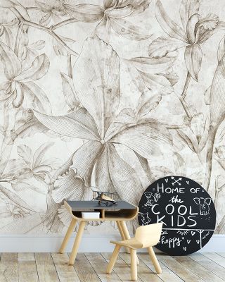 Orchids Sketch Floral Wallpaper