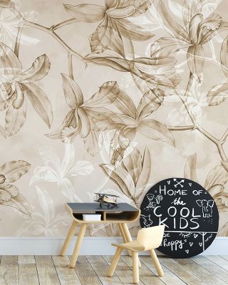Orchids on Water Floral Wallpaper