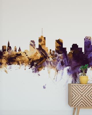 Ottawa Canada Skyline Purple & Gold Wallpaper