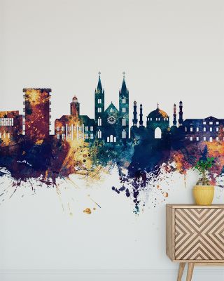 Paramaribo Suriname Skyline Blue & Bronze Wallpaper