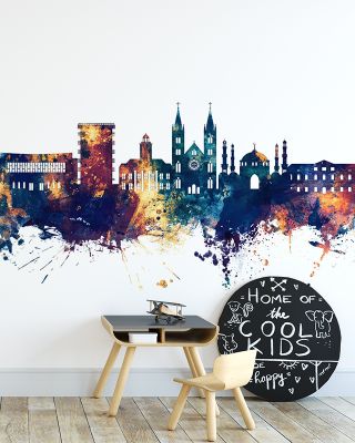 Paramaribo Suriname Skyline Blue & Bronze Wallpaper