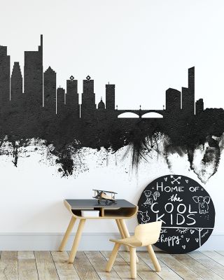 Philadelphia Skyline Black & White Wallpaper