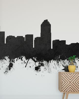 Raleigh North Carolina Skyline Black & White Wallpaper
