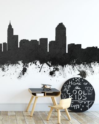 Raleigh North Carolina Skyline Black & White Wallpaper