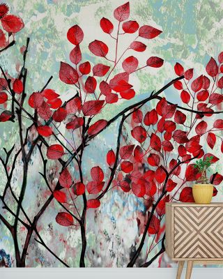 Red Leaves Botanical Wallpaper