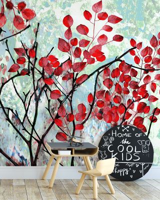 Red Leaves Botanical Wallpaper