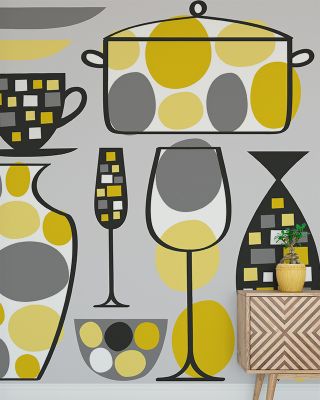 Retro Kitchen Marbles Abstract Wallpaper