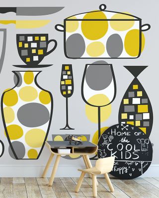 Retro Kitchen Marbles Abstract Wallpaper