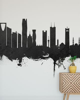 Riyadh Saudi Arabia Skyline Black & White Wallpaper
