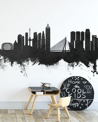 Rotterdam The Netherlands Skyline Black & White Wallpaper