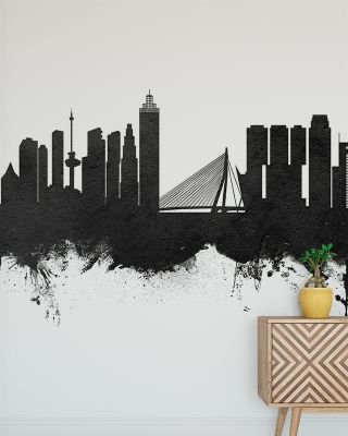 Rotterdam The Netherlands Skyline Black & White Wallpaper