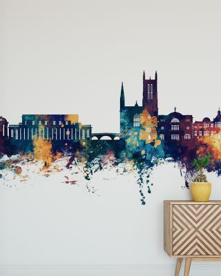 Royal Leamington Spa England Blue & Bronze Wallpaper