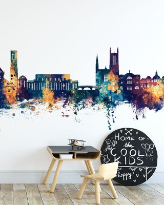 Royal Leamington Spa England Blue & Bronze Wallpaper