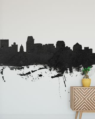 Salt Lake City Utah Skyline Black & White Wallpaper