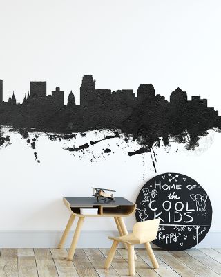 Salt Lake City Utah Skyline Black & White Wallpaper