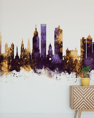 São Paulo Brazil Skyline Purple & Gold Wallpaper