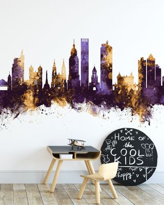 São Paulo Brazil Skyline Purple & Gold Wallpaper