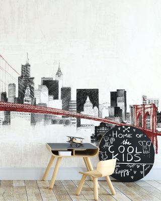 Skyline Crossing Red Abstract Wallpaper