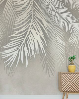 Snow Palms Botanical Wallpaper