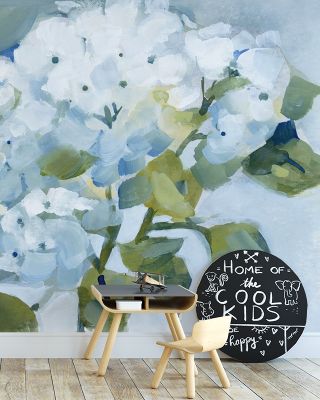 Spring Cottage Hydrangeas Floral Wallpaper