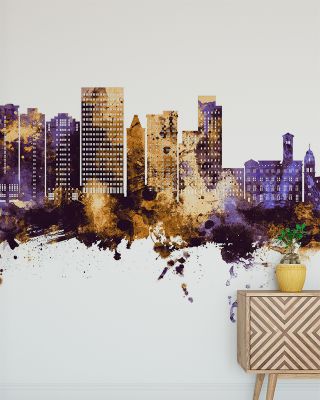 Tacoma Washington Skyline Purple & Gold Wallpaper