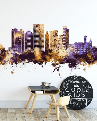 Tacoma Washington Skyline Purple & Gold Wallpaper
