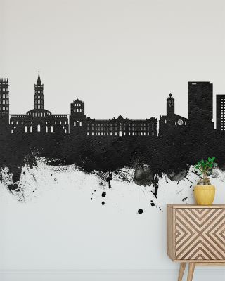 Toulouse France Skyline Black & White Wallpaper