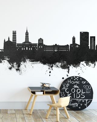 Toulouse France Skyline Black & White Wallpaper