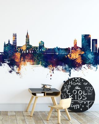 Toulouse France Skyline Blue & Bronze Wallpaper