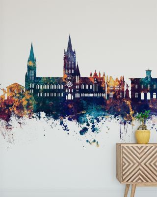 Truro England Skyline Blue & Bronze Wallpaper