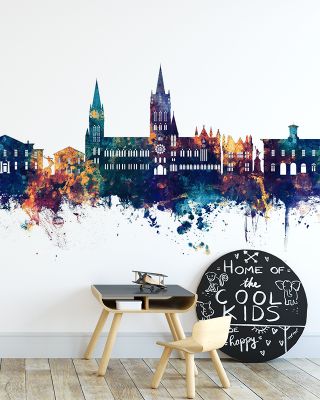Truro England Skyline Blue & Bronze Wallpaper