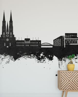 Uppsala Skyline Black & White Wallpaper