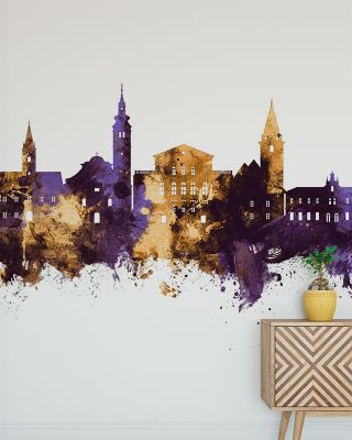 Varaždin Croatia Skyline Purple & Gold Wallpaper