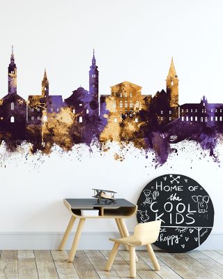 Varaždin Croatia Skyline Purple & Gold Wallpaper