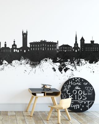 Vevey Switzerland Skyline Black & White Wallpaper