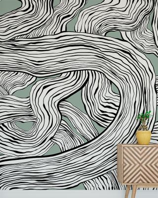 Weaves & Waves, Dusty Green Wallpaper