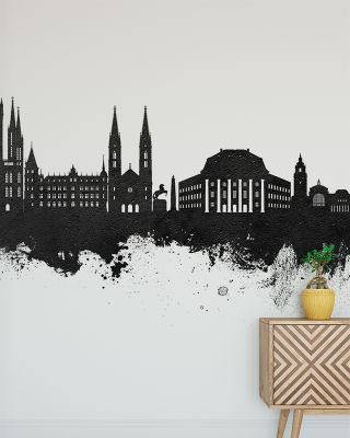 Weisbaden Germany Skyline Black & White Wallpaper