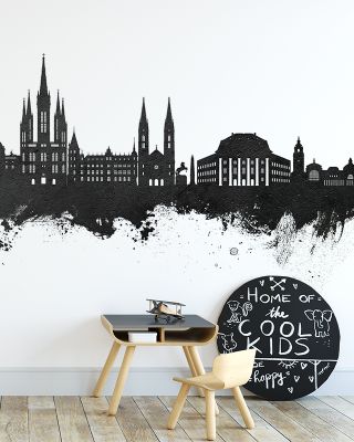 Weisbaden Germany Skyline Black & White Wallpaper