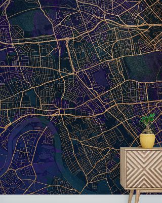 West London Blue & Gold Wallpaper