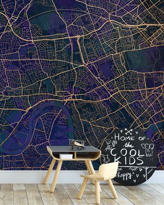 West London Blue & Gold Wallpaper