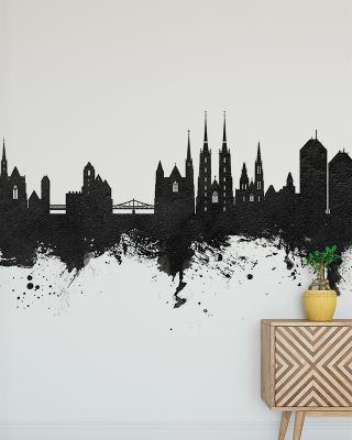 Wroclaw Poland Skyline Black & White Wallpaper